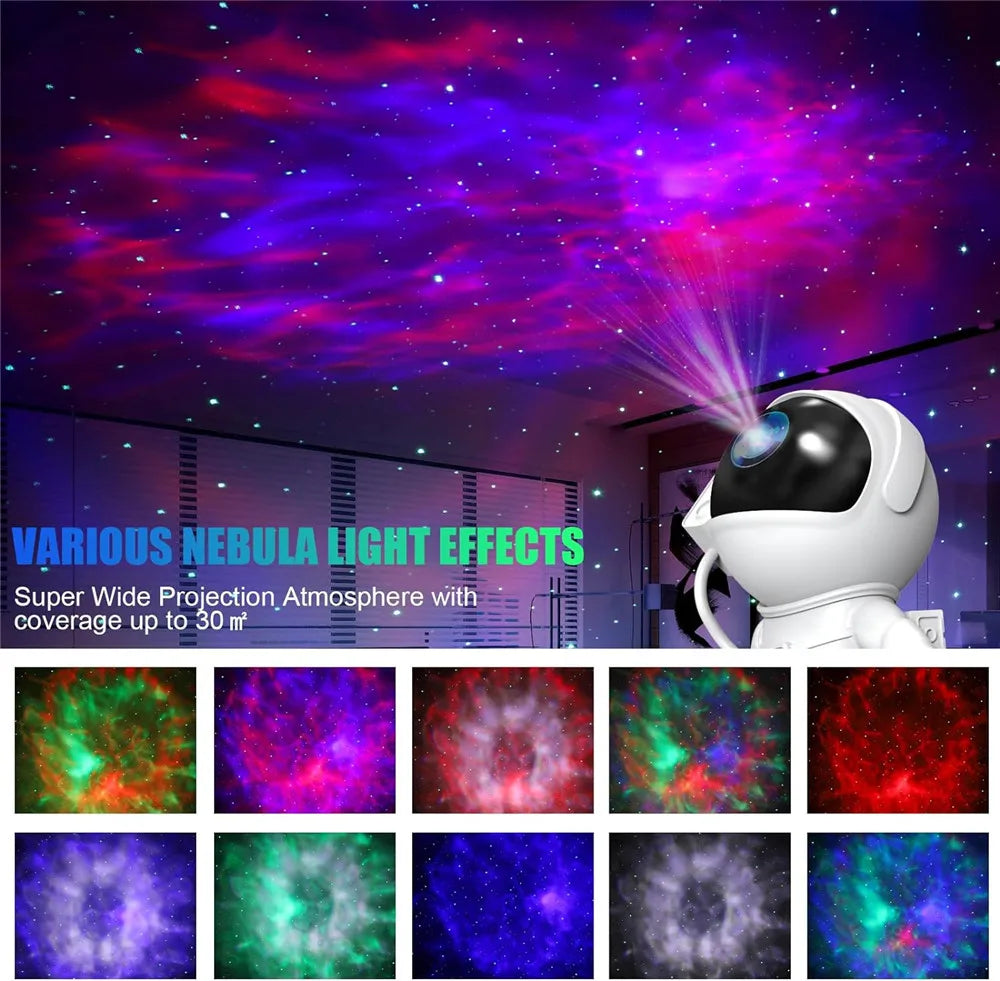 Rocket Astronaut Galaxy Projector Night Light Lamp Sky Projector 360° Rotate Adjustable Bedroom Nebula Projection for Kids Gifts