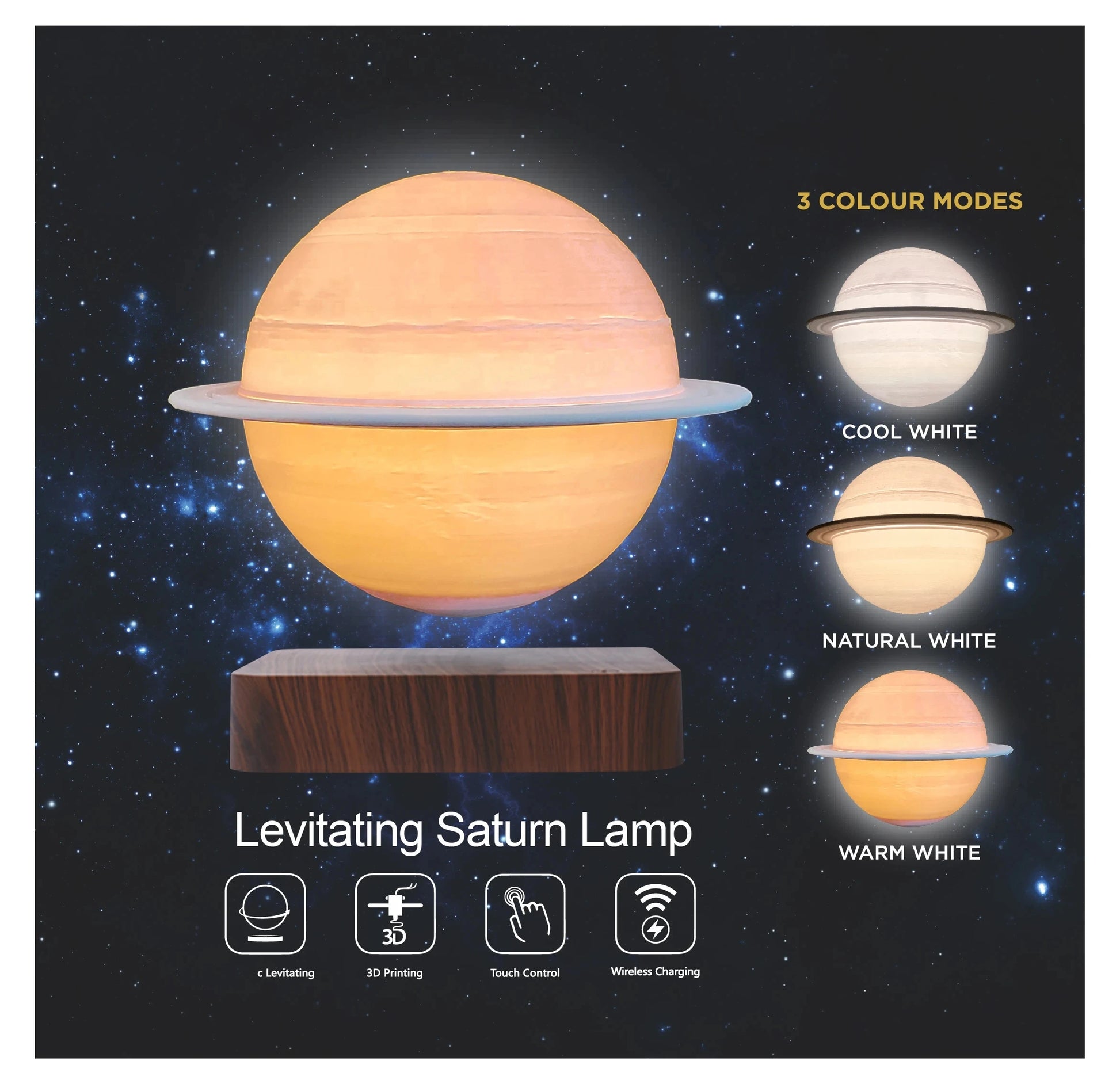 HCNT Levitating Saturn Lamp 3D Printing Floating Moon Lamp Night Lamp Personalized Gifts Factory Price