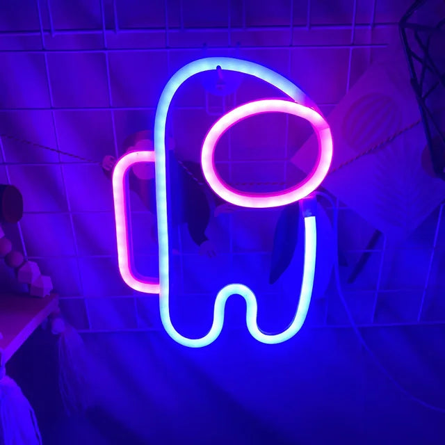 Planet LED Lights Neon Light Sign Bedroom Decor Rocket Alien Neon Night Lamp for Rooms Wall Art Bar Party USB or Battery Powered