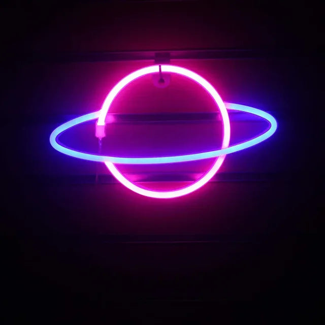 Planet LED Lights Neon Light Sign Bedroom Decor Rocket Alien Neon Night Lamp for Rooms Wall Art Bar Party USB or Battery Powered