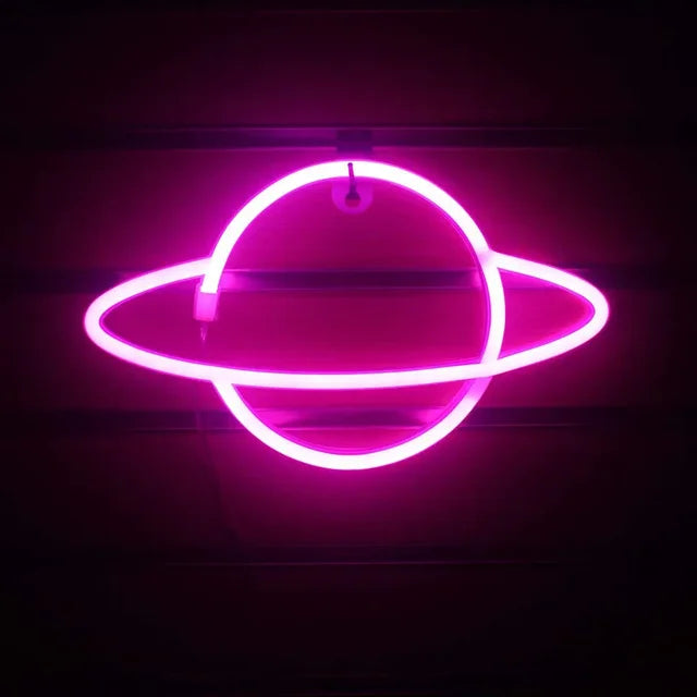 Planet LED Lights Neon Light Sign Bedroom Decor Rocket Alien Neon Night Lamp for Rooms Wall Art Bar Party USB or Battery Powered