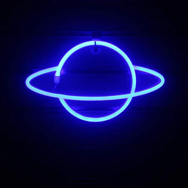 Planet LED Lights Neon Light Sign Bedroom Decor Rocket Alien Neon Night Lamp for Rooms Wall Art Bar Party USB or Battery Powered