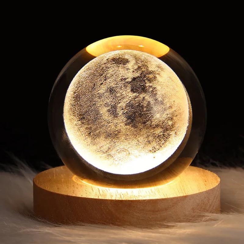 USB Night Light LED Crystal Ball Table Lamp 3D Moon Planet Galaxy Decor for Home Table Lamp Party Toys for Kids Adult Xmas Gifts